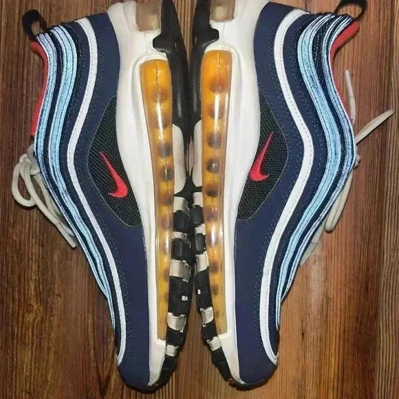 Nike Air Max 97 Midnight Navy Habanero Red 921522-402 size 5 Y= Women’s 6.5 - Picture 7 of 10